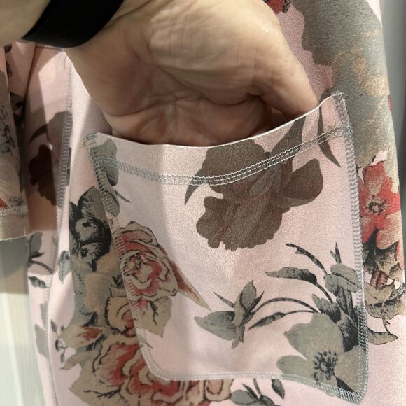 Philosophy Pink Floral Faux Leather Suede Duster Long Jacket Plus Size 1X - Picture 5 of 14